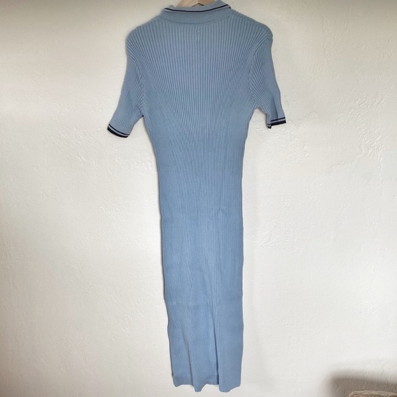 NEW Anthropologie Saturday Sunday✨ Blue Ribbed Polo Midi Dress - Picture 7 of 10